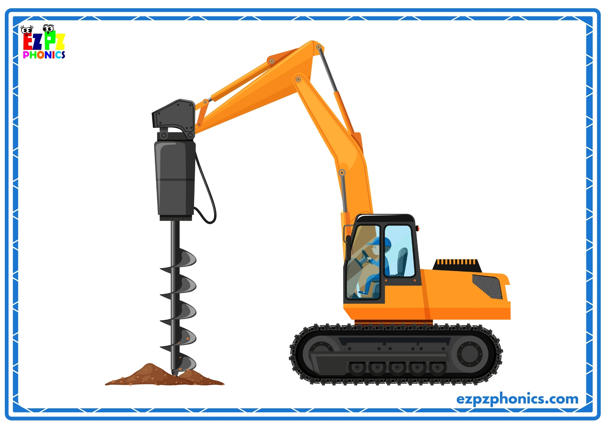 Construction Equipment Vocabulary Flashcards with Words on the Back Use Online or PDF Download